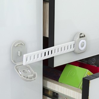 10 PCS Children Household Anti-opening Drawer Door Safety Lock, Color: Long White Gray