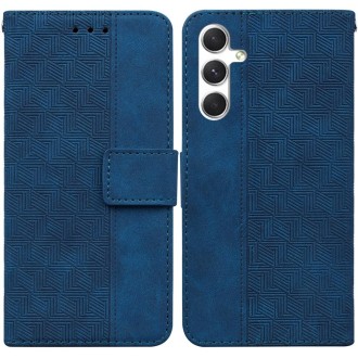 For Samsung Galaxy S24+ 5G Geometric Embossed Leather Phone Case(Blue)