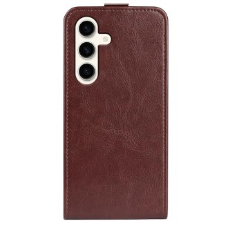 For Samsung Galaxy S24+ 5G R64 Texture Vertical Flip Leather Phone Case(Brown)