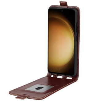 For Samsung Galaxy S24+ 5G R64 Texture Vertical Flip Leather Phone Case(Brown)