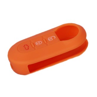 For Fiat 500 2pcs Folding 3 Button Remote Control Silicone Case(Orange)