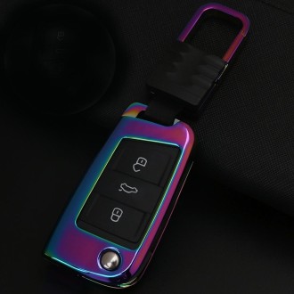 B Style Car Buckle Key Shell Zinc Alloy Car Key Shell Case Key Ring for Skoda, Random Color Delivery