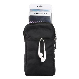 Universal Multi-function Plaid Texture Double Layer Zipper Sports Waist Bag / Shoulder Bag for iPhone X  & 7 & 7 Plus / Galaxy S