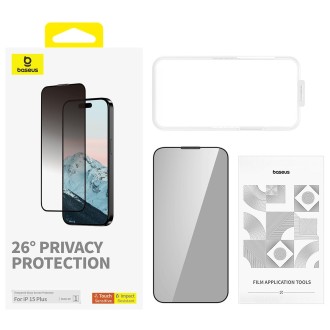 For iPhone 15 Plus Baseus Diamond Series Full-coverage Peep-proof Tempered Glass Film