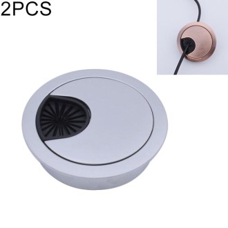 2 PCS Desk Computer Desktop Zinc Alloy Round Threading Box Hole Cover, Hole Diameter: 50mm  (Matte Silver)