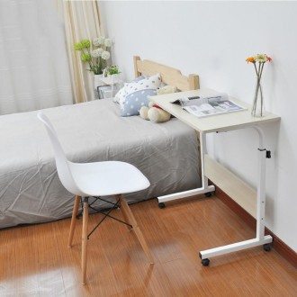 Removable Laptop Desk Lazy Bed Study Desk Bedside Computer Desk, Size：60x40cm(White Maple)