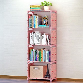 Children Bookshelf Storage Shelve Book Rack Bookcase for Home Furniture(Pink)