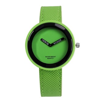 Simple Style Round Dial Matte Leather Strap Quartz Watch for Men / Women(Green)