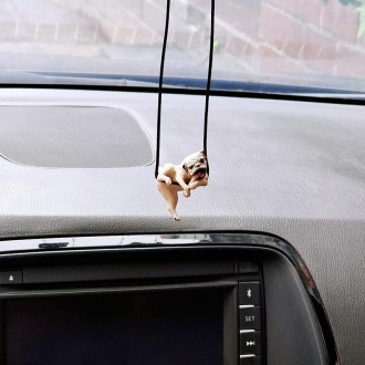 Small Bulldog Cute Dog Car Rearview Mirror Pendant(White)