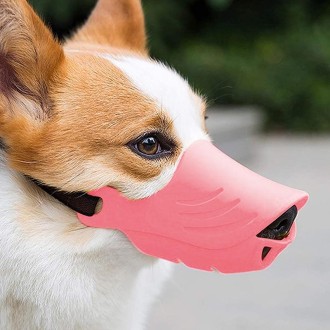 Dog Muzzle Cover Tedike Fund Fur Dog Muzzle Cover Anti-Bite Mouth Cover Silicone Supplies, Specification: XL(Pink)