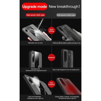 For Meizu Note 9 XINLI Stitching Cloth Texture Shockproof TPU Protective Case with Ring Holder(Grey)