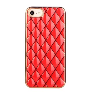 For iPhone SE 2022 / SE 2020 / 8 / 7 Electroplated Rhombic Pattern Sheepskin TPU Protective Case(Red)