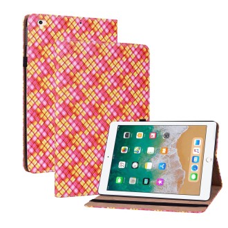 Color Weave Smart Leather Tablet Case For iPad Pro 9.7 2018 / 2017(Rose Red)