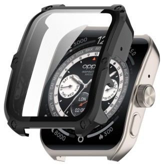 For OPPO Watch 4 Pro PC + Tempered Film Integrated Watch Protective Case(Black)