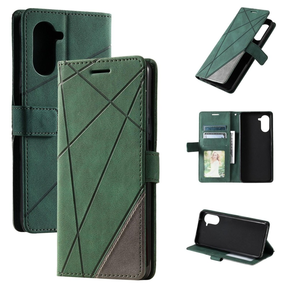 For Realme 10 Pro 5G Skin Feel Splicing Horizontal Flip Leather Phone Case(Green)