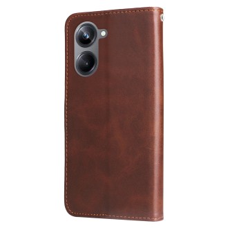 For Realme 10 Pro 5G Calf Texture Zipper Leather Phone Case(Brown)