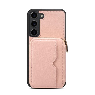 For Samsung Galaxy S22 5G Zipper Card Slot Phone Case(Pink)