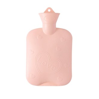 006 1000ml Thickened Explosion-proof Heart Embossed Water Injection Hot Water Bag(C Model Pink)