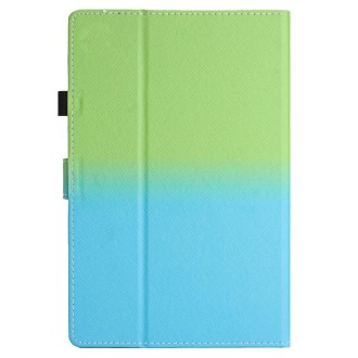 For 8 inch Universal Stitching Gradient Leather Tablet Case(Green Blue)