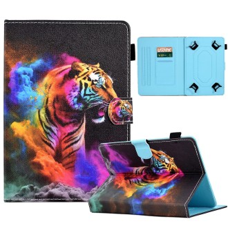 For 10 inch Coloured Drawing Leather Tablet Case(Tiger)