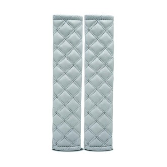 Rhombus Leather Seat Belt Shoulder Protector Pads, Color: Light Grey