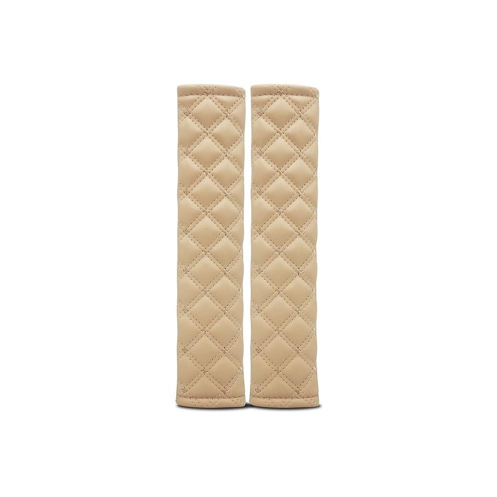 Rhombus Leather Seat Belt Shoulder Protector Pads, Color: Beige