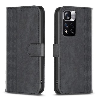 For Xiaomi Redmi Note 11 Pro Plaid Embossed Leather Phone Case(Black)