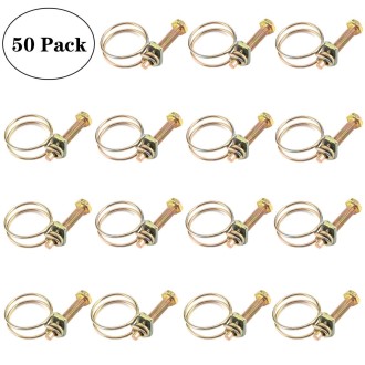 50 PCS M22 Adjustable Color Galvanized Iron Double Wire Hose Clamps