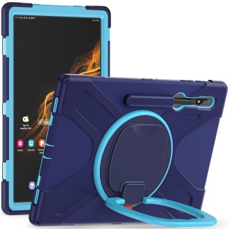 For Samsung Galaxy Tab S8 Ultra X900 Silicone + PC Tablet Protective Case(Navy Blue + Blue)