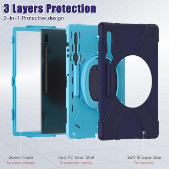 For Samsung Galaxy Tab S8 Ultra X900 Silicone + PC Tablet Protective Case(Navy Blue + Blue)