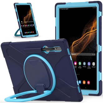 For Samsung Galaxy Tab S8 Ultra X900 Silicone + PC Tablet Protective Case(Navy Blue + Blue)