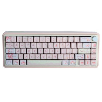 Bluetooth Wireless 3-mode RGB Backlit Gaming Mechanical Keyboard Aluminum Alloy Kit + Keycap(Pink)