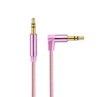 AV01 3.5mm Male to Male Elbow Audio Cable, Length: 50cm(Rose Gold)