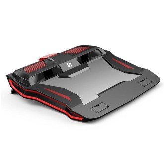 SSRQ-021S Red Light Version Flank Glowing Dual-fan Laptop Radiator Two-speed Adjustable Computer Base for Laptops Under 18 inch