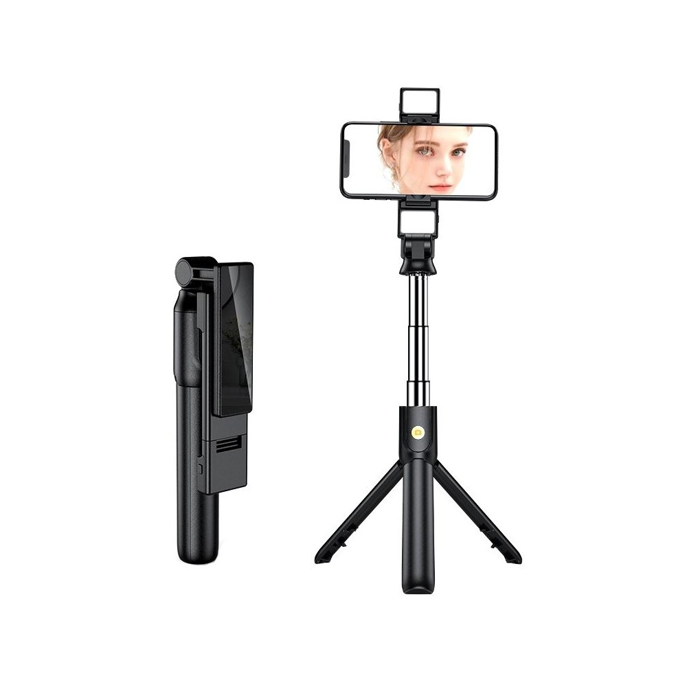 K12D Live Beauty Bluetooth Tripod Selfie Stick(Black)