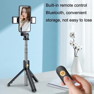 K12D Live Beauty Bluetooth Tripod Selfie Stick(Black)