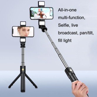 K12D Live Beauty Bluetooth Tripod Selfie Stick(Black)