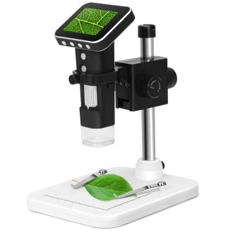 500X Zoom Magnifier 3MP Image Sensor USB Digital Microscope with 2.5 inch Screen & 8 LED & Professional Stand, Support TF Card