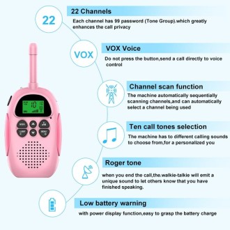 DJ100  Children Walkie-Talkie Wireless 3KM Call Outdoor Parent-Child Interactive Toy(1 Pink +1 Blue)