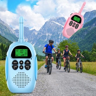 DJ100  Children Walkie-Talkie Wireless 3KM Call Outdoor Parent-Child Interactive Toy(1 Pink +1 Blue)