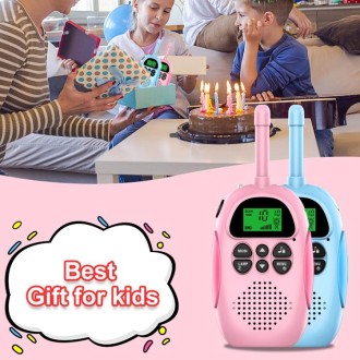 DJ100  Children Walkie-Talkie Wireless 3KM Call Outdoor Parent-Child Interactive Toy(1 Pink +1 Blue)