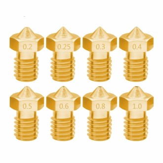 8 PCS Bugatti 3D Printer Accessories E3D-V5 V6 Nozzle M6 Thread Consumables Hot Nozzle, Size:1.75/0.3mm