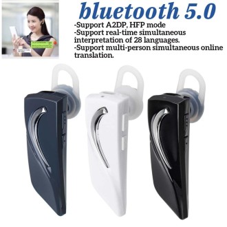 Smart Voice Translator Bluetooth Translation Headset Wireless Bluetooth 5.0 Earphone Instant Translator 28 Language(Grey)