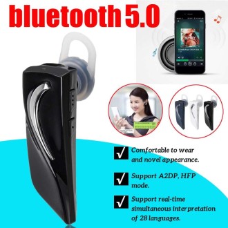 Smart Voice Translator Bluetooth Translation Headset Wireless Bluetooth 5.0 Earphone Instant Translator 28 Language(Grey)