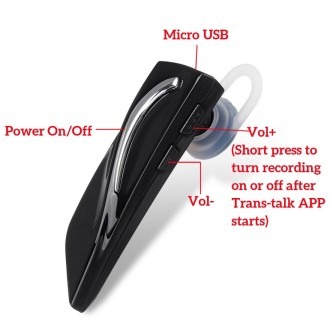 Smart Voice Translator Bluetooth Translation Headset Wireless Bluetooth 5.0 Earphone Instant Translator 28 Language(Grey)