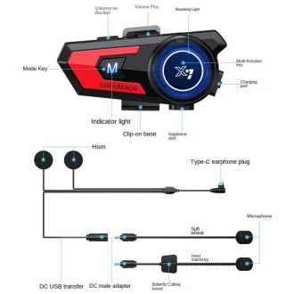 X7 Motorcycle Helmet Bluetooth Headset Riding Navigation Listening Song Soft Hard Wheat(Red)