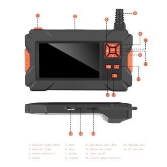 P130 11mm 4.3 inch Single Camera with Screen Endoscope, Length:2m