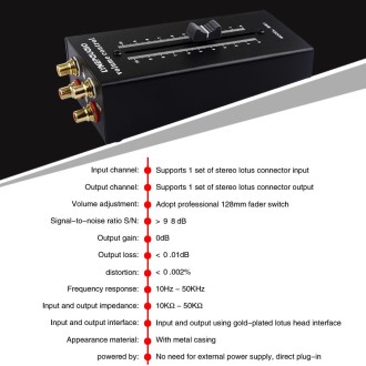 Passive Preamp Source Loudspeaker Box RCA No Power Volume Adjustment Controller