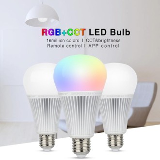 FUT012 E27 9W RGB + CCT LED Bulb Light 100V-240V Full Color Remote Control Smart Bulb WiFi 2.4G Wireless