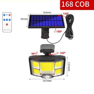 TG-TY085 Solar Outdoor Human Body Induction Wall Light Household Garden Waterproof Street Light wIth Remote Control, Spec: 168 C